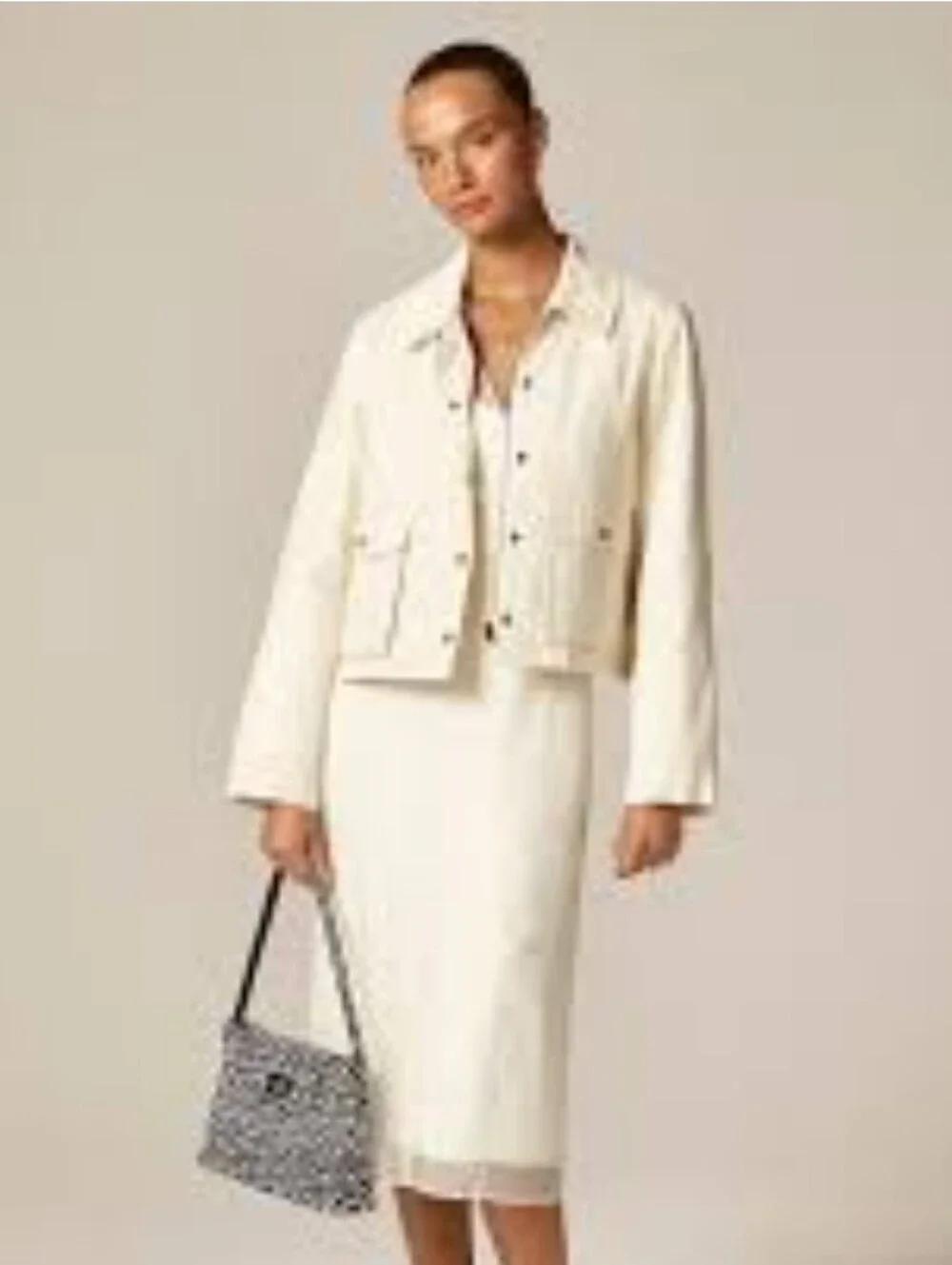 J.Crew Women’s Cropped Barn Jacket™ in ripstop cotton Sz XL $228 Cream - Picture 2 of 11